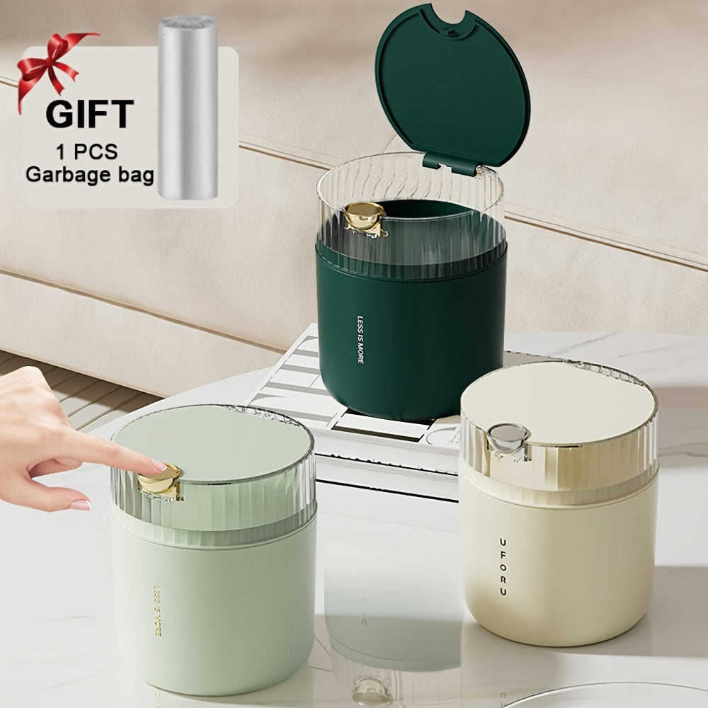 Desktop Trash Can With Lid Waste Bin Home Garbage Basket