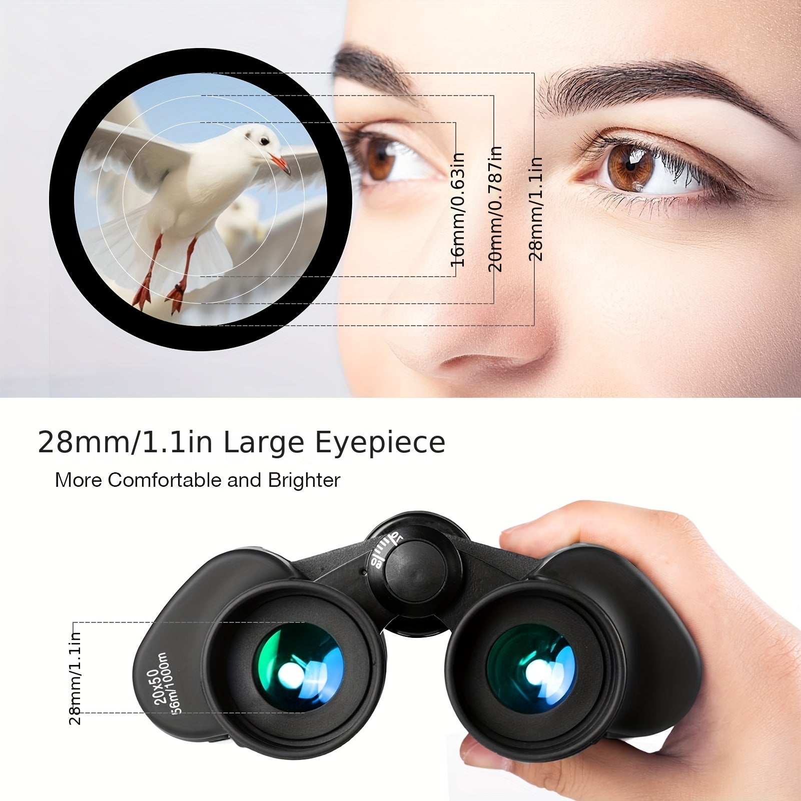 20x50 High Power Professional Binoculars - Waterproof Compact Telescope