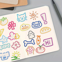 60pcs Cartoon Doodle Stickers Assorted Colors DIY Decals