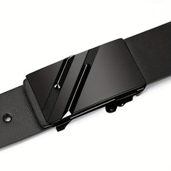 Men's Business Casual PU Leather Belt Smooth Buckle