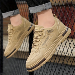 Men's Lace up Sneakers Athletic Shoes Comfortable PU Leather Walking Shoes