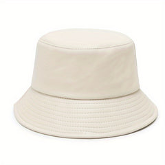 Soft Waterproof PU Bucket Hat Solid Basin Hat Lightweight Unisex Fisherman Cap