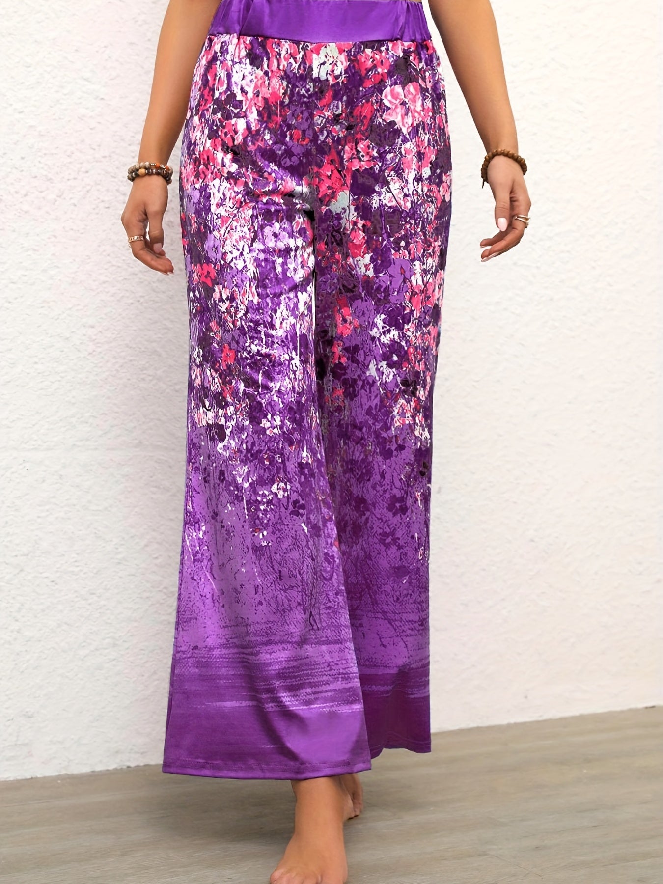 Floral Print High Rise Flare Leg Pants
