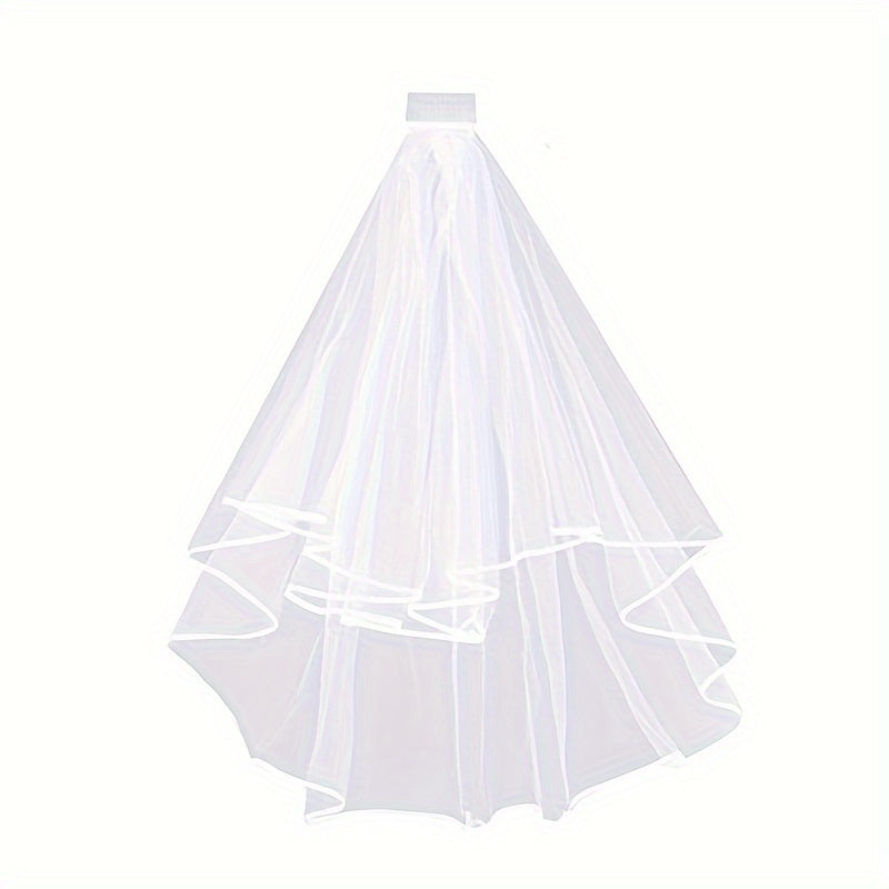 Polyester Double Layer Bridal Wedding Veil with Comb