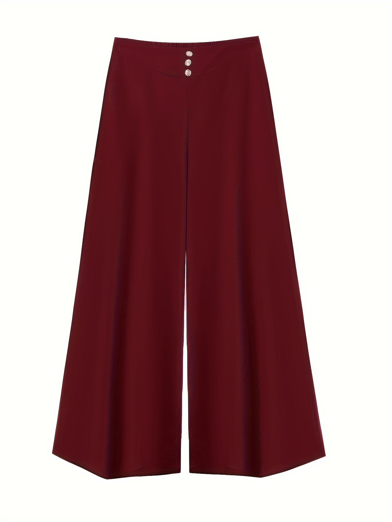  Button Decor High Rise Wide Leg Trousers