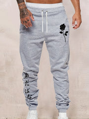 Rose & Japanese Print Men's Drawstring Sweatpants