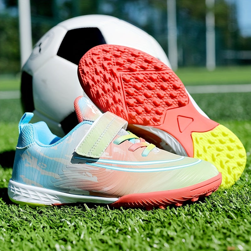 Boy's Hook and Loop Turf Football Boots Outdoor Anti skid TF Soccer C