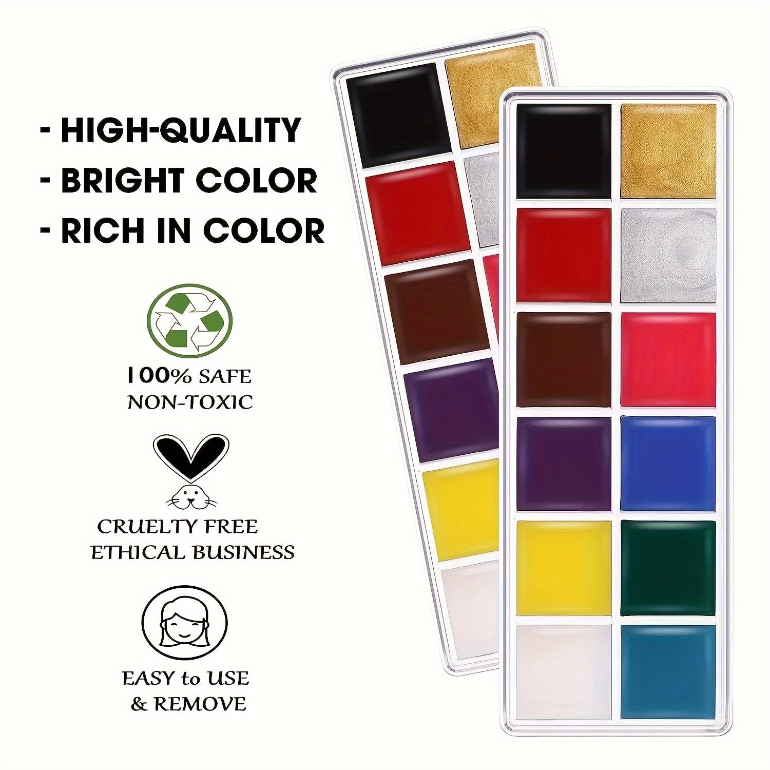 12 Color Face Paint Kit with 6 Brushes for Halloween Cosplay SFX