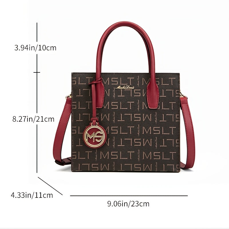Letter Pattern Double Handle Bag Women's Shoulder Bag