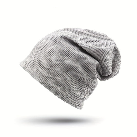Embossed Solid Lightweight Slouchy Skull Cap Unisex Couple Knitted Beanies