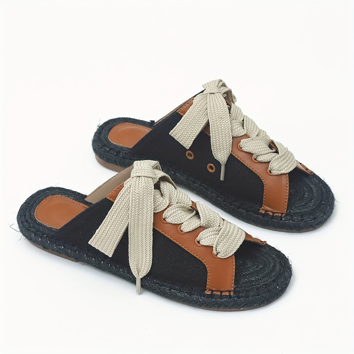 Women's Espadrille Lace Up Flat Summer Sandals