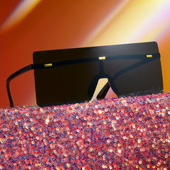 Y2K Oversized Rimless Shield Sunglasses UV400