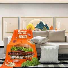 Oversized Hamburger Pattern Flannel Blanket Soft Warm For Bed Sofa Camping