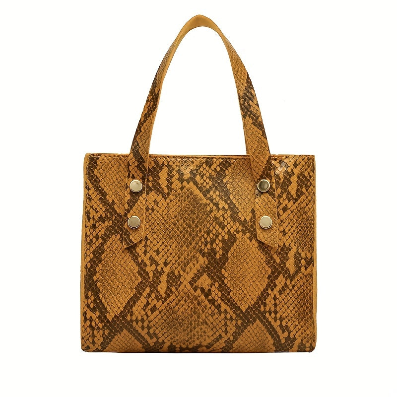 Snake Skin Pattern Square Handbag Stylish Classic Storage Bag