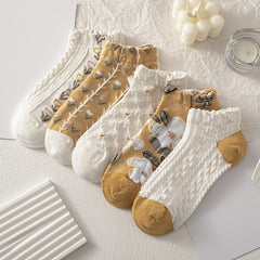 10 Pairs Floral Print & Lightweight Ankle Socks Women's Stockings