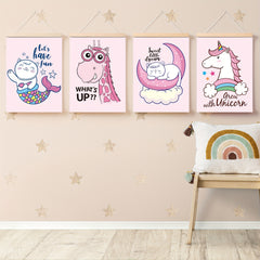 4pcs Animal Themed Wall Hangings for Room Decor, No Frame
