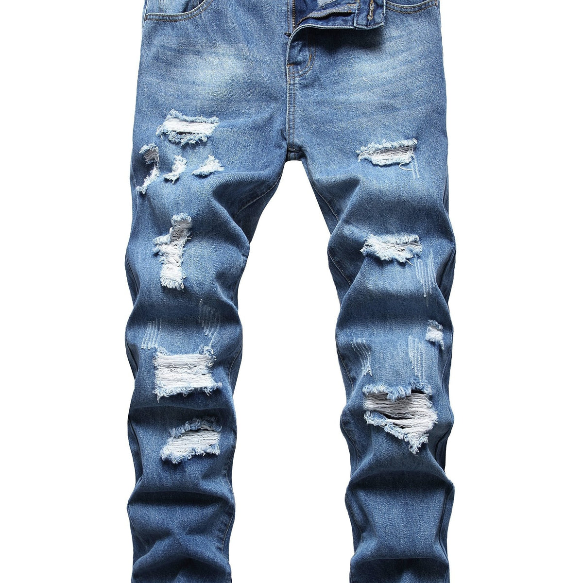 Retro Style Ripped Jeans Men's Casual Distressed Denim Pants