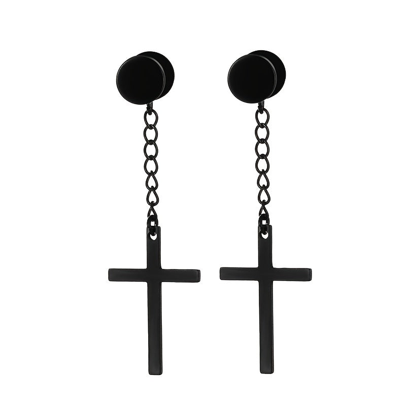 Men's Stainless Steel Cross Earrings