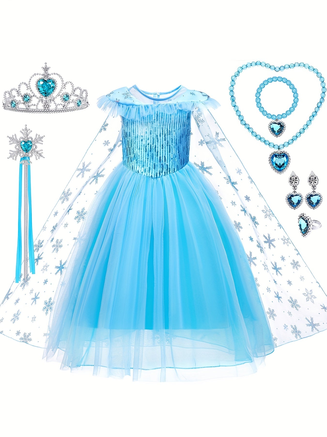 5pcs Girls Princess Costume Party Dress Set with Accessories