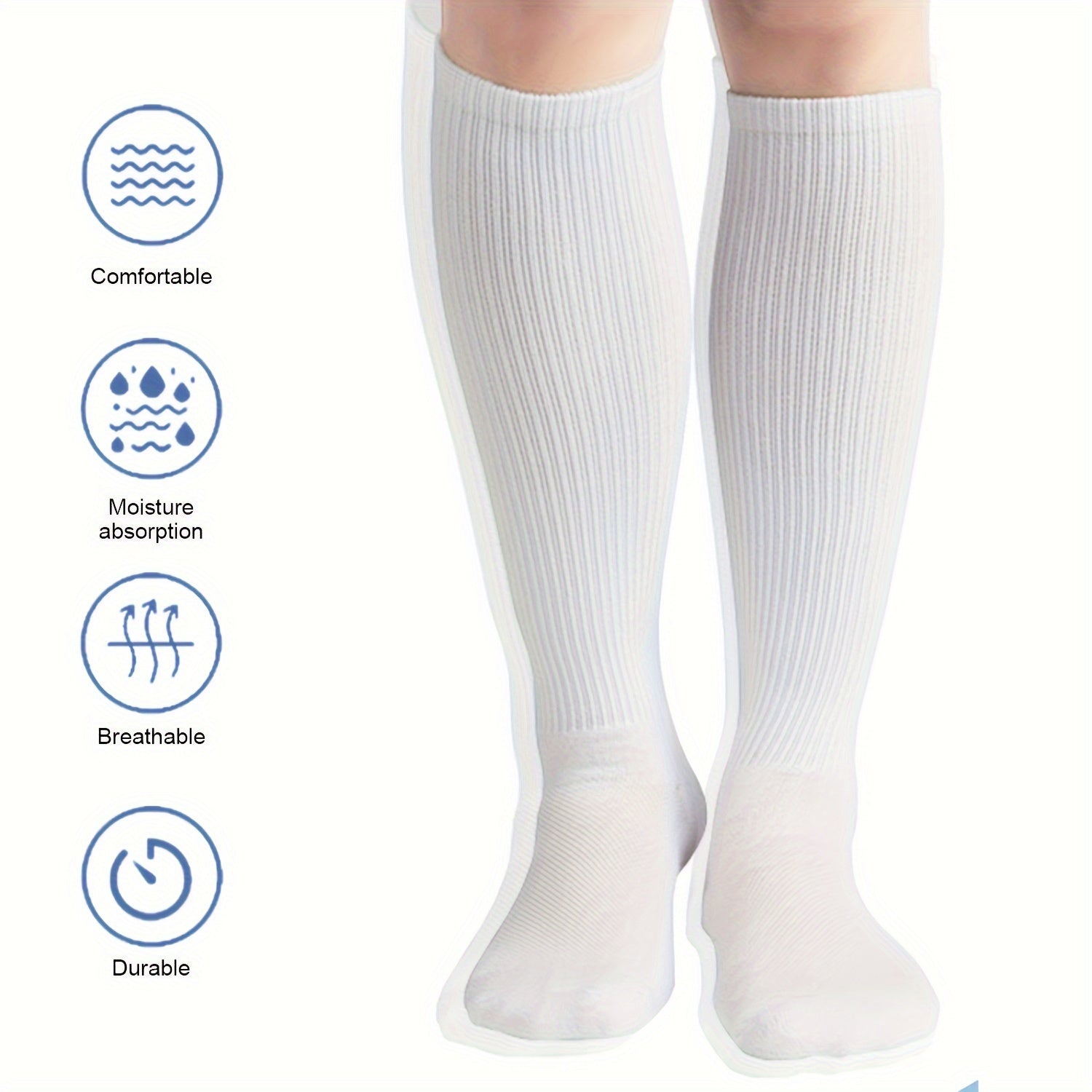 6 Pairs Men's Bamboo Compression Socks Moisture Wicking Knee High Socks