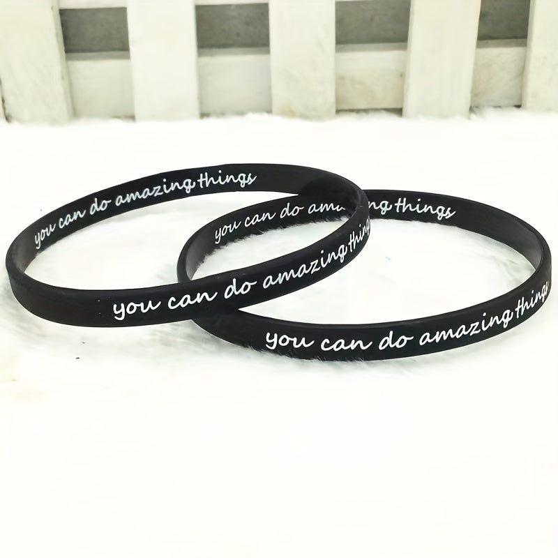 5pc Silicone Bracelets Set Inspirational Rubber Band Wristbands Motivation Jewel