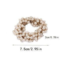 Solid Beaded Scrunchie Ponytail Holder Hair Accessory