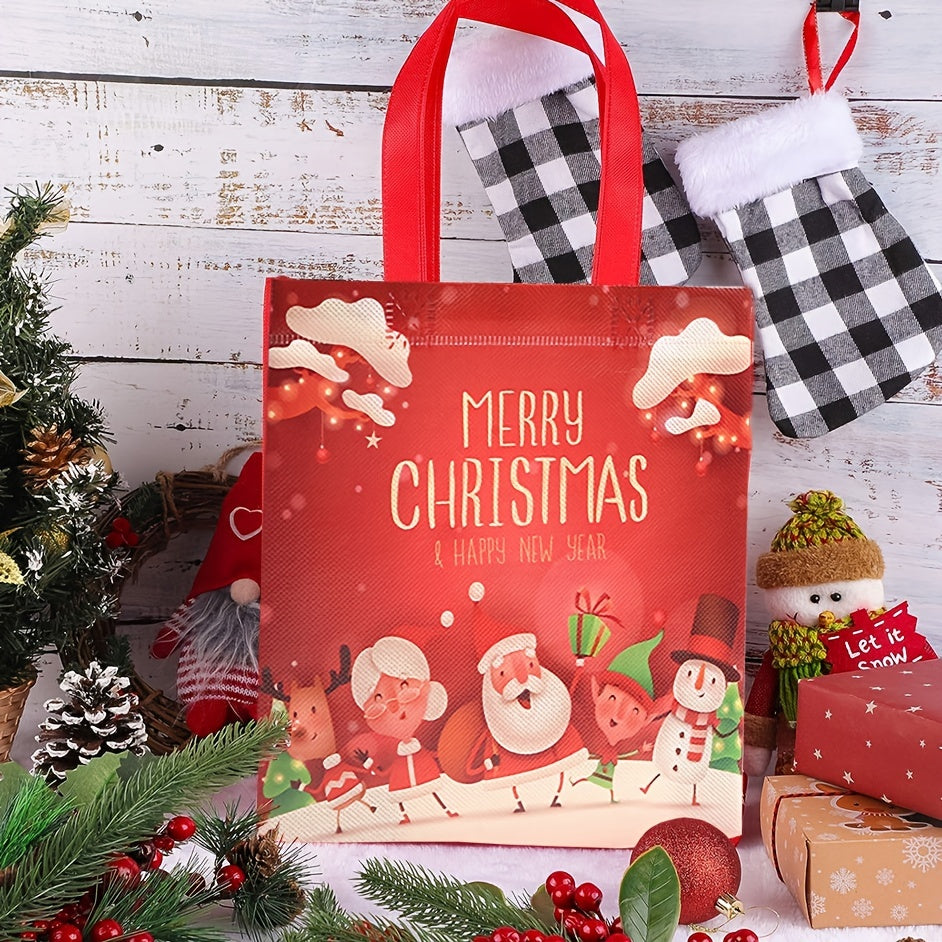6pcs Christmas Gift Bags Reusable Xmas Tote Bulk Bags With Handles
