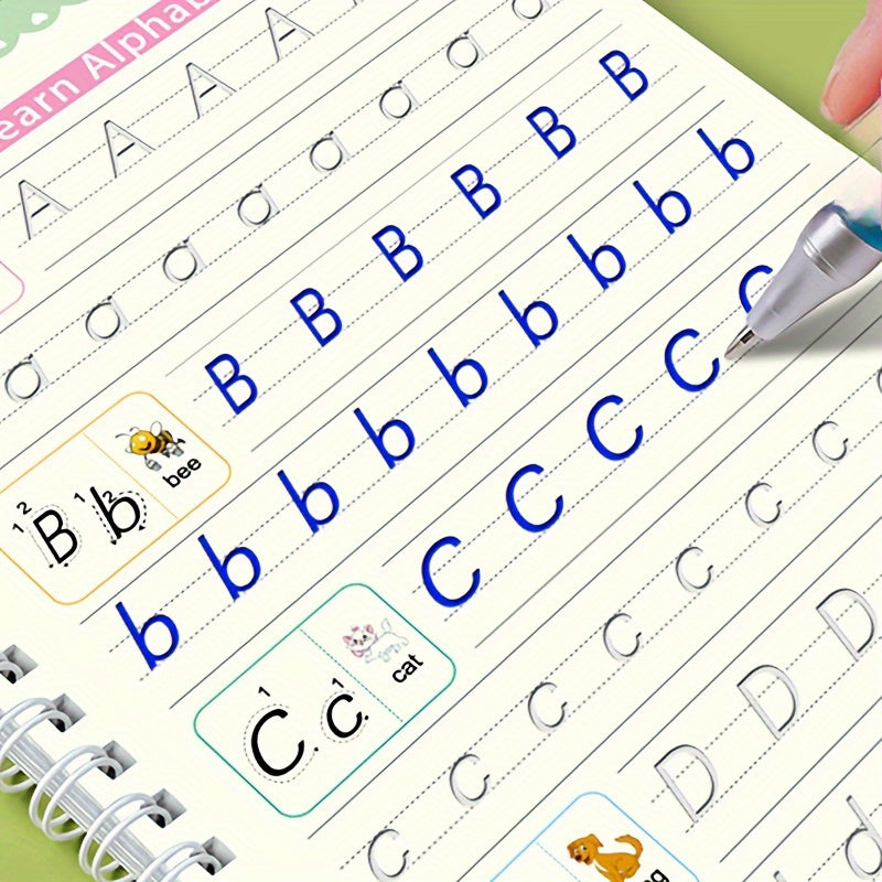 Kids Handwriting Practice Books Set Ages 3-6 Reusable Learning Copybooks