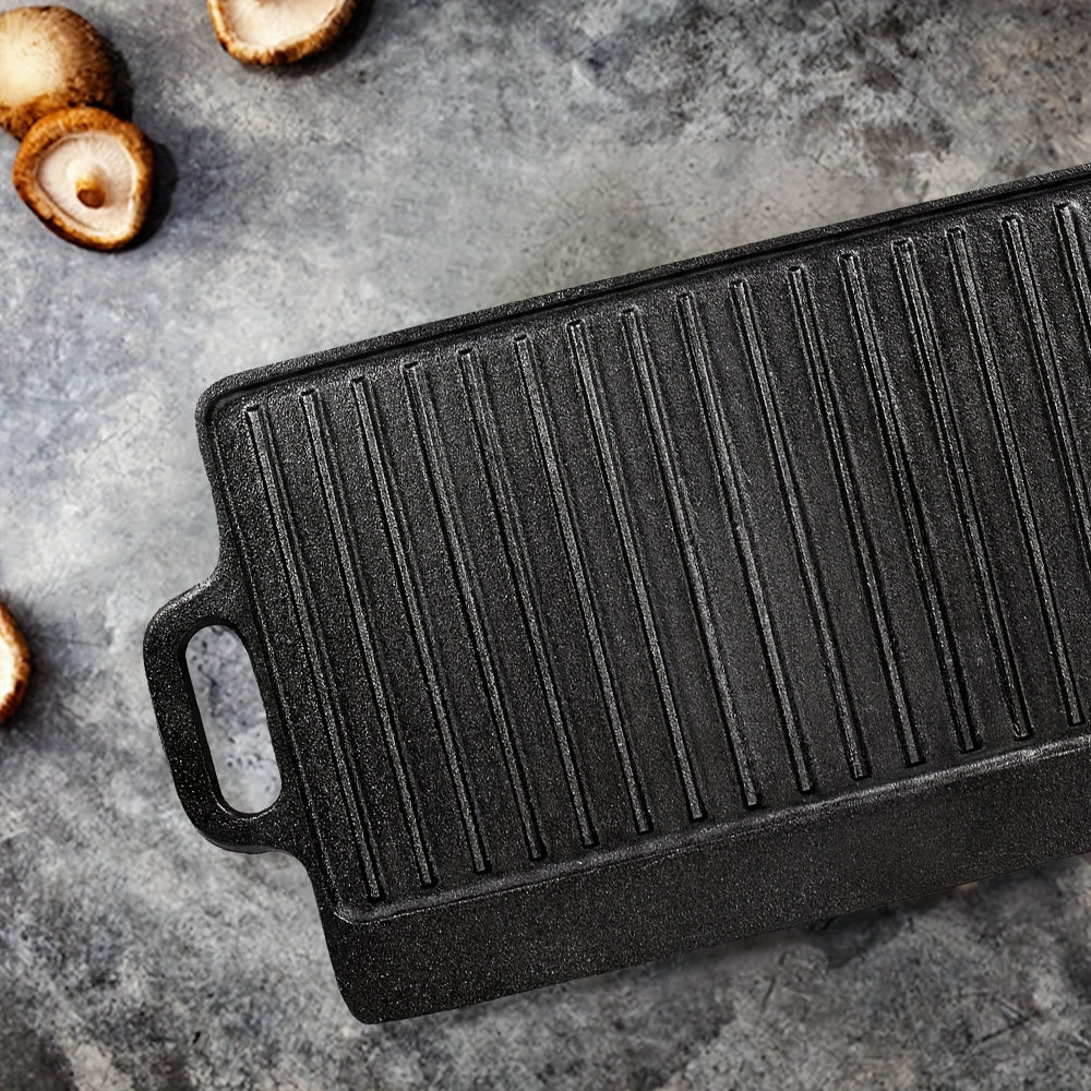 Cast Iron Double Sided Grill Non stick Barbecue Pan Indoor Stove Or Outdoor