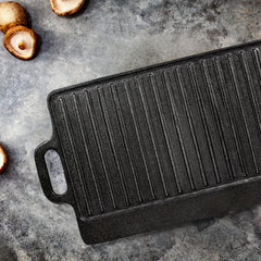 Cast Iron Double Sided Grill Non stick Barbecue Pan Indoor Stove Or Outdoor