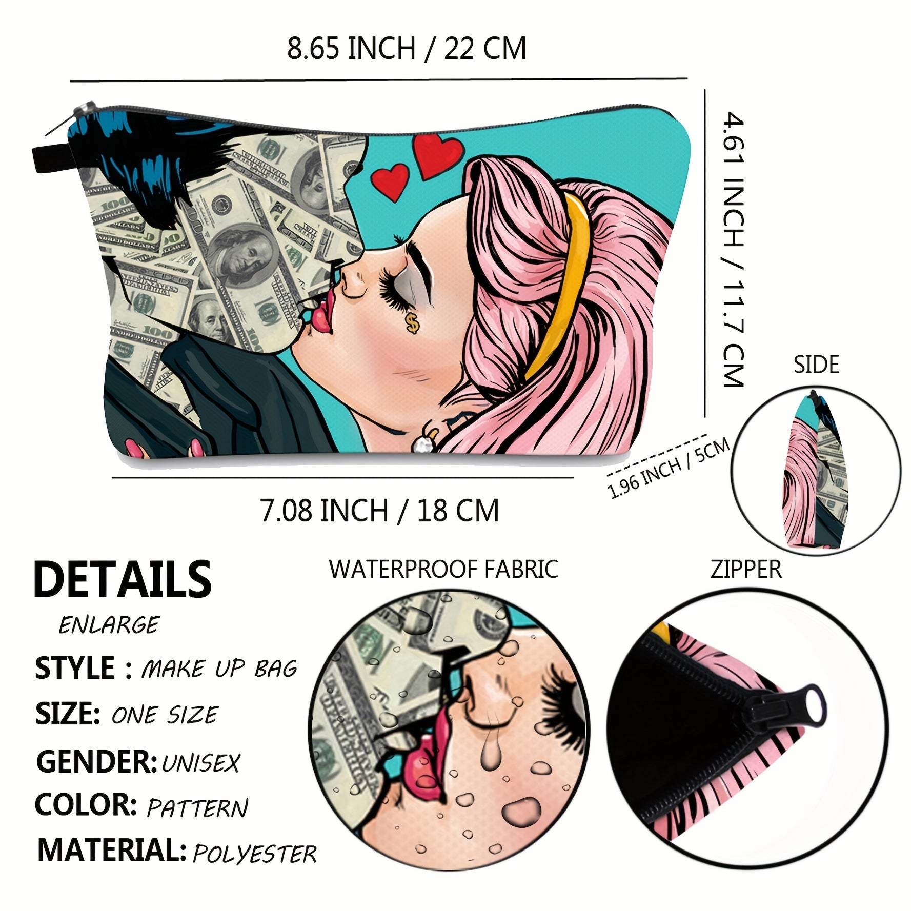 Stylish Cosmetic Bag with Coin Purses & Brush Organizer