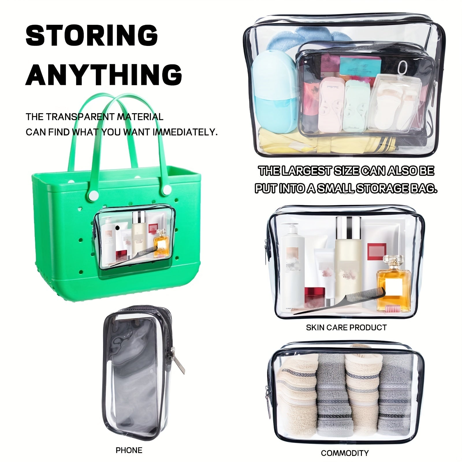 Transparent Square Hanging Bag Waterproof Organizer For Beach Bag