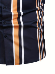 Men's Striped Lapel Shirt