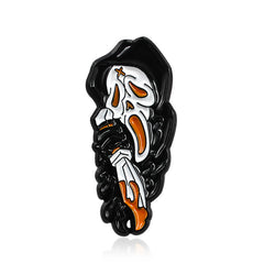 Grim Reaper Skull Brooch Cape Pin