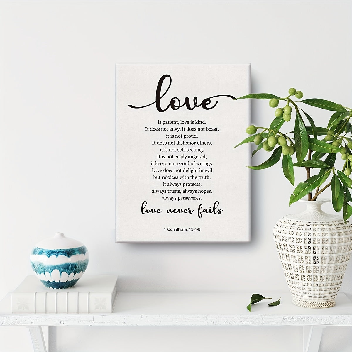 1 Corinthians 13:4-8 Love Never Fails Canvas Print