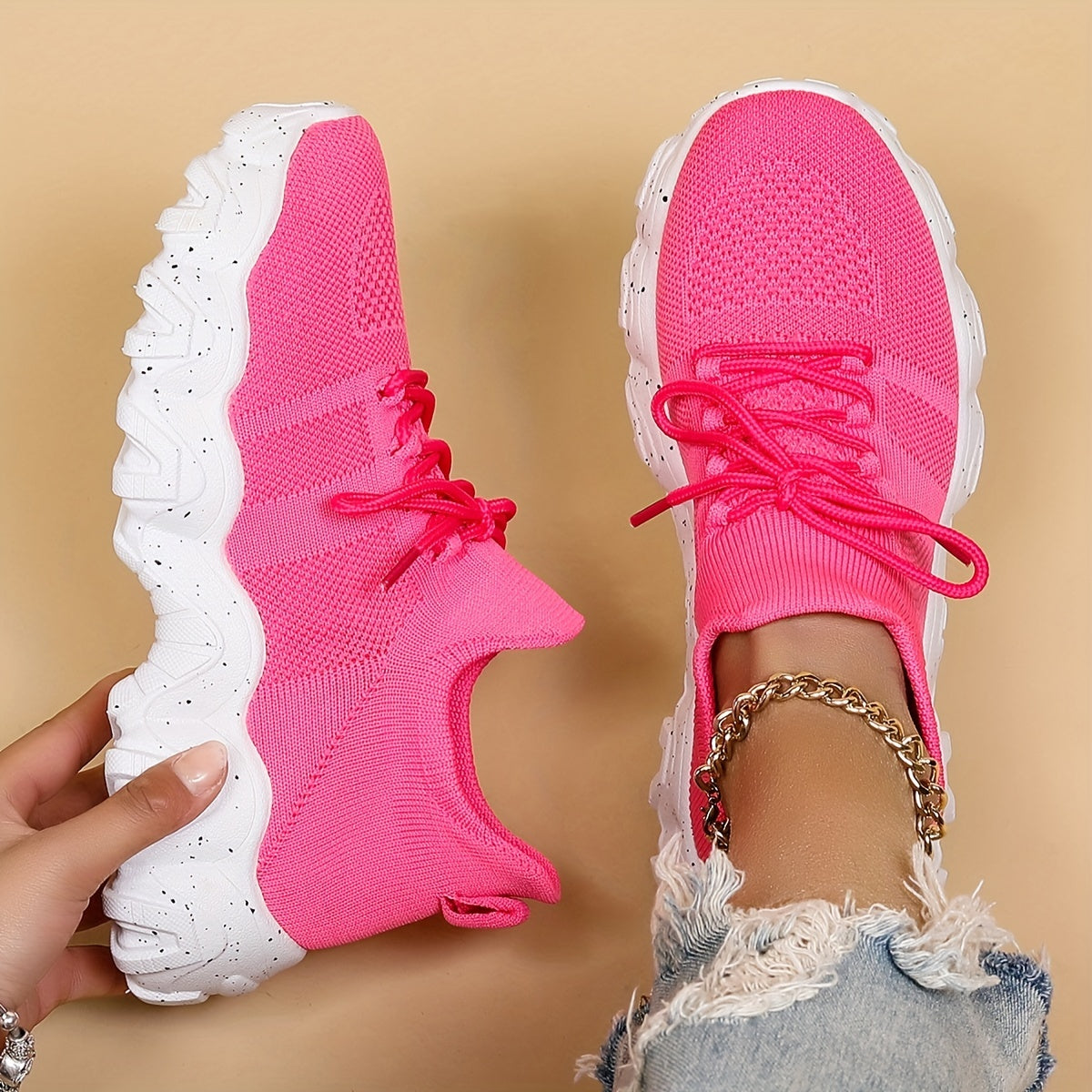 Women's Lace up Chunky Sneakers Lightweight Running Shoes