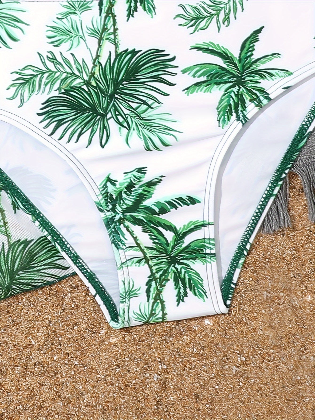 Girls Cover Up Jacket & Bikini Set - Leaves Allover Print - Summer Vacation