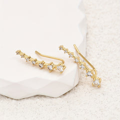 Zircon Decor Earrings Minimalist Style Copper 14K Plated Jewelry