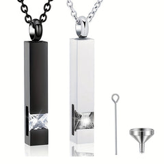 Birthstone Crystal Cube Urn Necklace Memorial Ashes Keepsake Jewelry