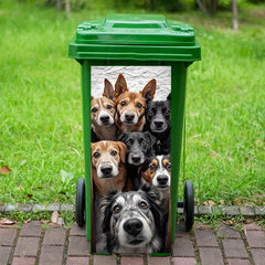 Dog Group Trash Can Stickers PVC Wall Decals Water Resistant