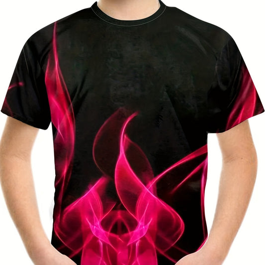 Boy's Flame Graphic T shirt Casual Loose Tee For Summer