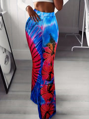 Women's Plus Tie Dye High Rise Flare Leg Pants