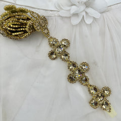 Rhinestone Flower Chain Bridal Gown Red Stitching DIY Wedding Dress Accessory