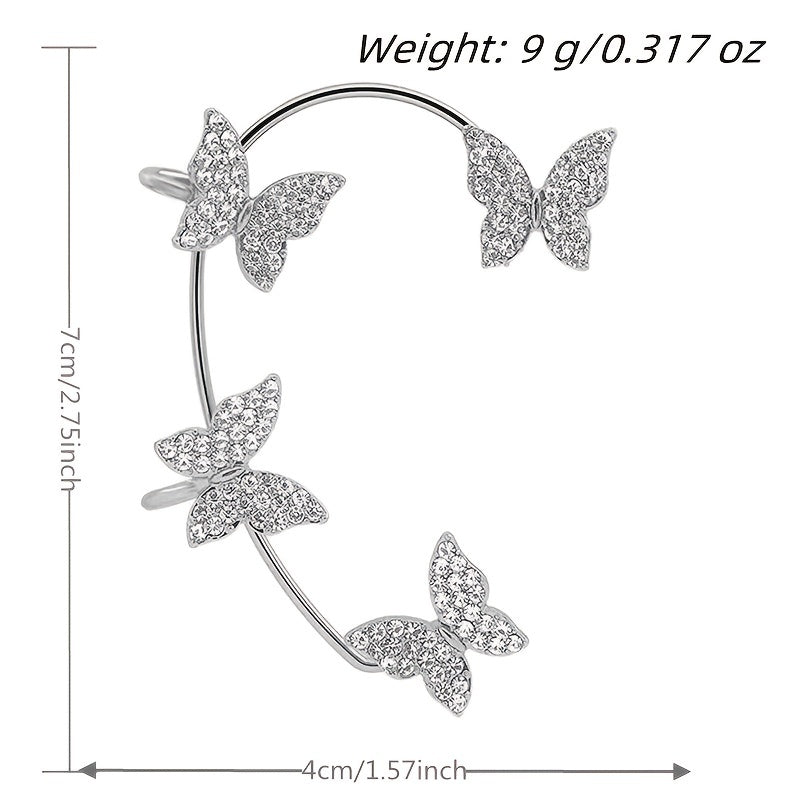 Sparkle Butterfly Ear Clip Temperament Jewelry For Women Girls