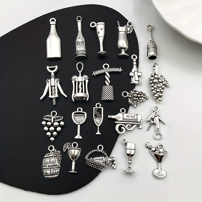 21pcs Wine Bottle Opener Shape Pendants for DIY Jewelry Making