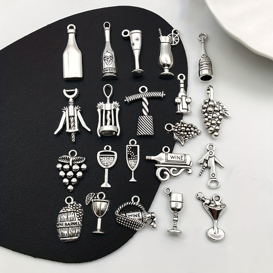 21pcs Wine Bottle Opener Shape Pendants for DIY Jewelry Making