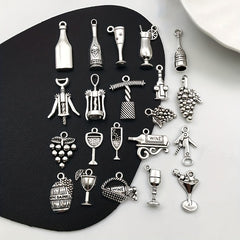 21pcs Wine Bottle Opener Shape Pendants for DIY Jewelry Making