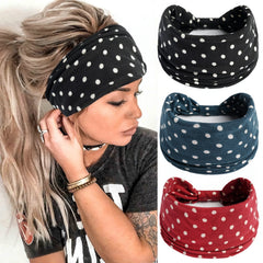 Polka Dot Knotted Headband Hairband Boho Sports Yoga Headscarf