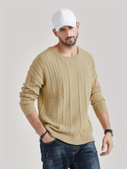 Knitted Cable Sweater Men's Casual Warm Crew Neck Pullover