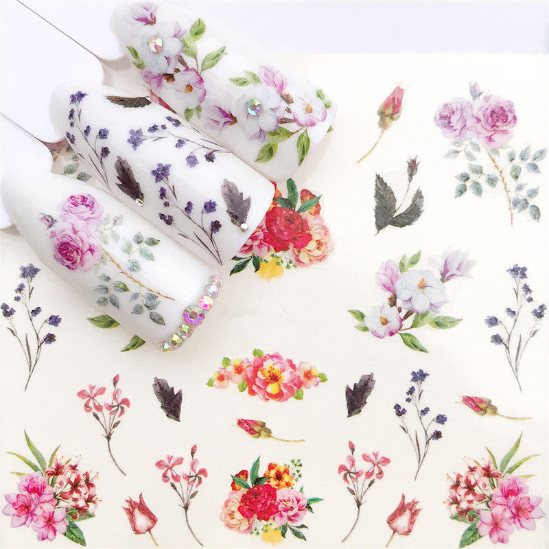 Floral Spring Summer Nail Art Decals Tulips Fern Stickers